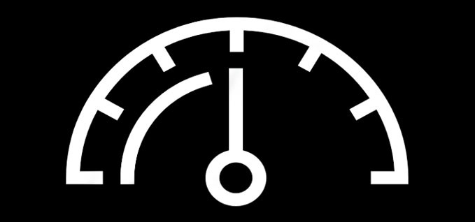 white outline of a gauge icon