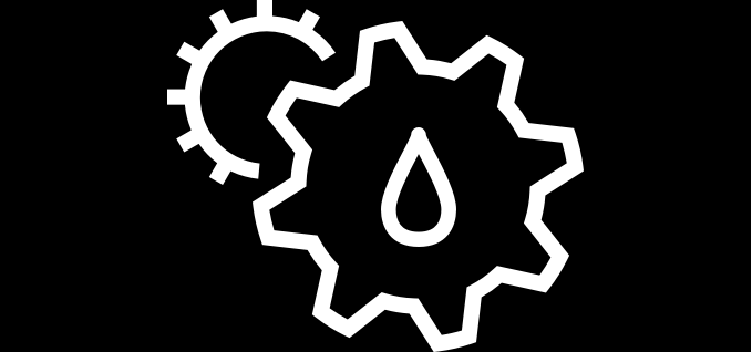 White outline of gears