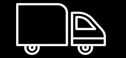 white outline of a truck icon