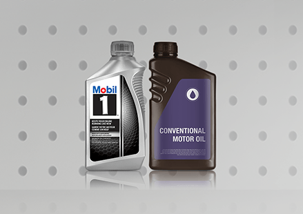 Think twice. Choose Mobil 1™. Synthetic > Conventional. Same shelf. Different levels of protection